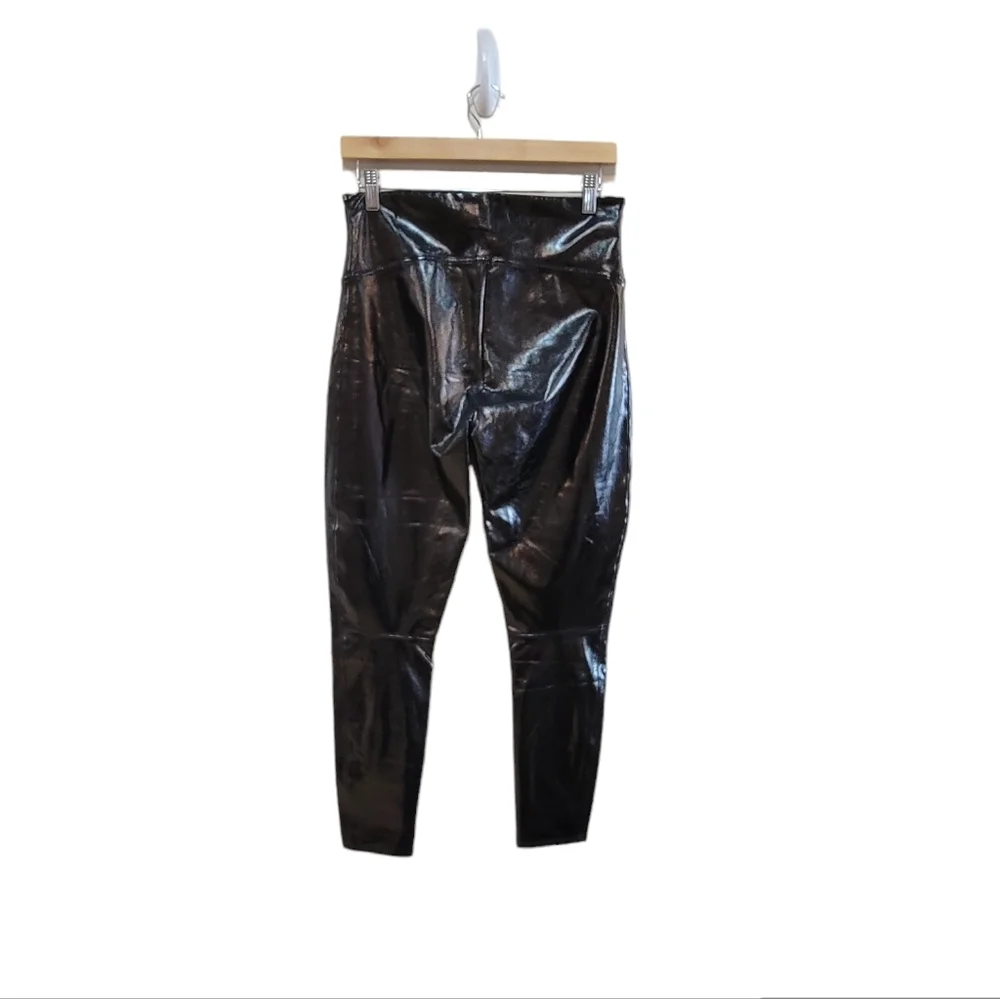 Spanx Faux Patent Leather Leggings Black Women's Size XL - Picture 5 of 11